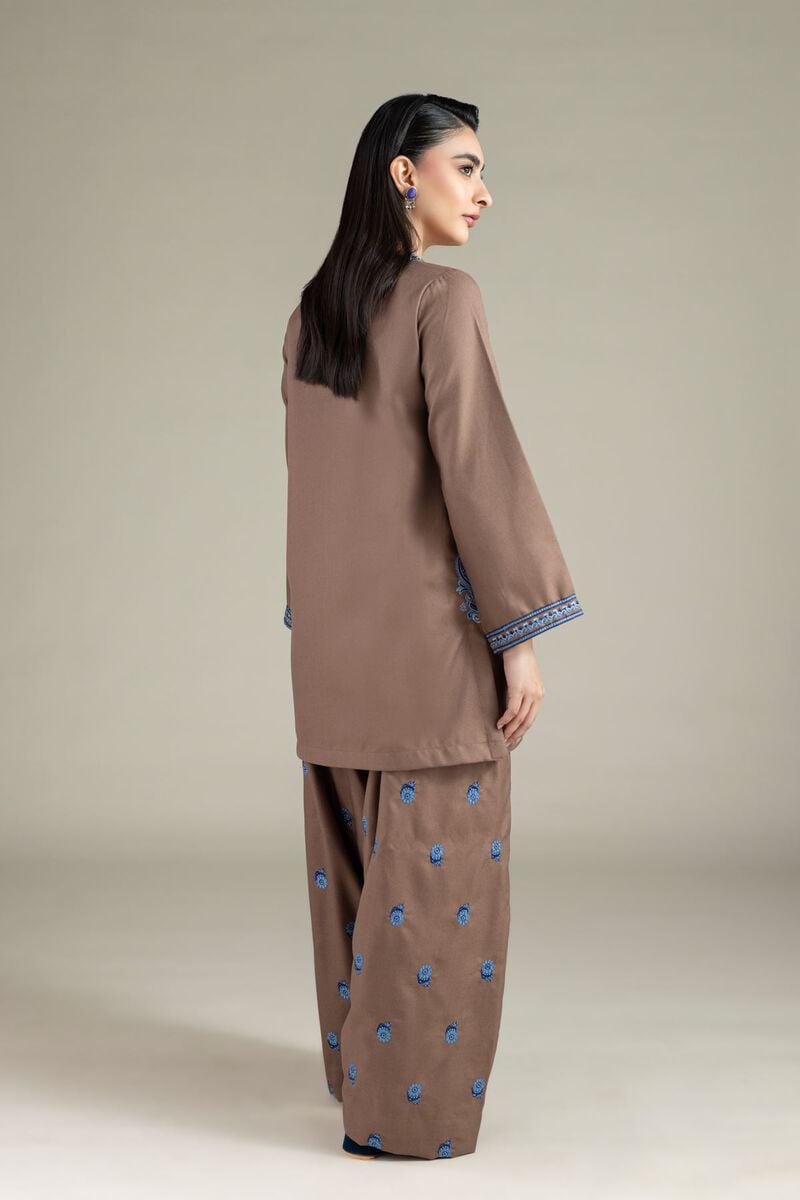 Elegance Redefined: Earthy Bronze Embroidered Co-ord Set