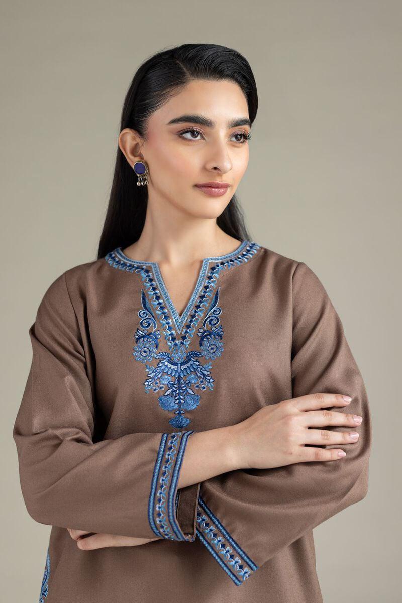 Elegance Redefined: Earthy Bronze Embroidered Co-ord Set