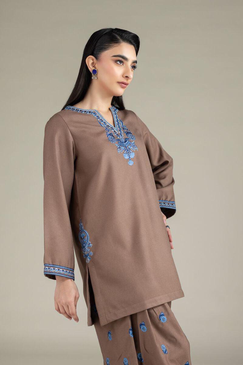 Elegance Redefined: Earthy Bronze Embroidered Co-ord Set