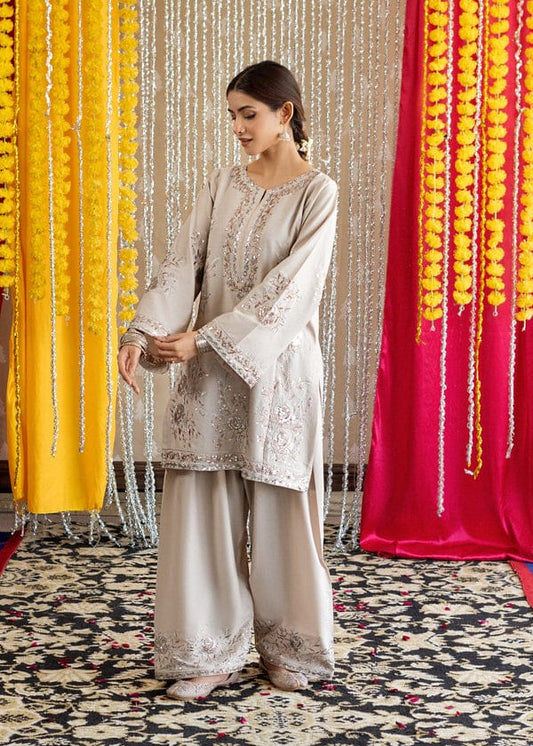Silver Radiance – Embroidered Festive 2-Piece Suit Farshi Shalwar