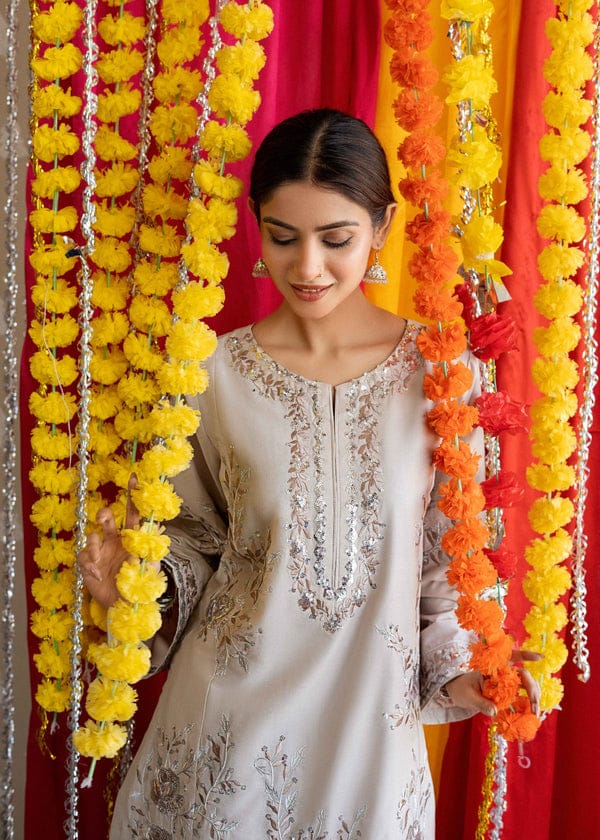 Silver Radiance – Embroidered Festive 2-Piece Suit Farshi Shalwar