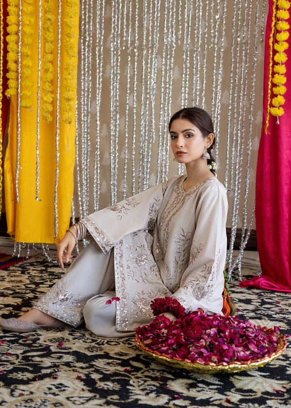 Silver Radiance – Embroidered Festive 2-Piece Suit Farshi Shalwar