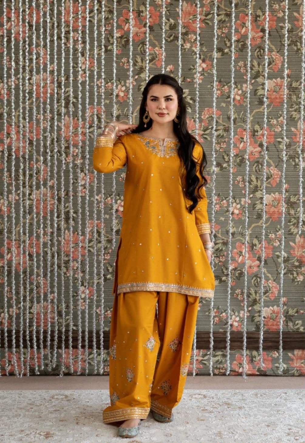 Golden Zest – 2-Piece Detailed Soft Cotton Pret Suit Farshi Shalwar