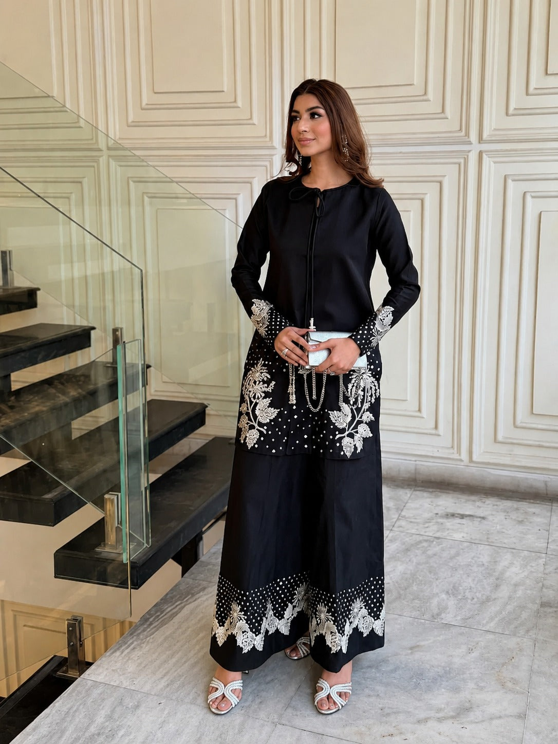 Noir Royale | Premium Embroidered Farshi Shalwar Set