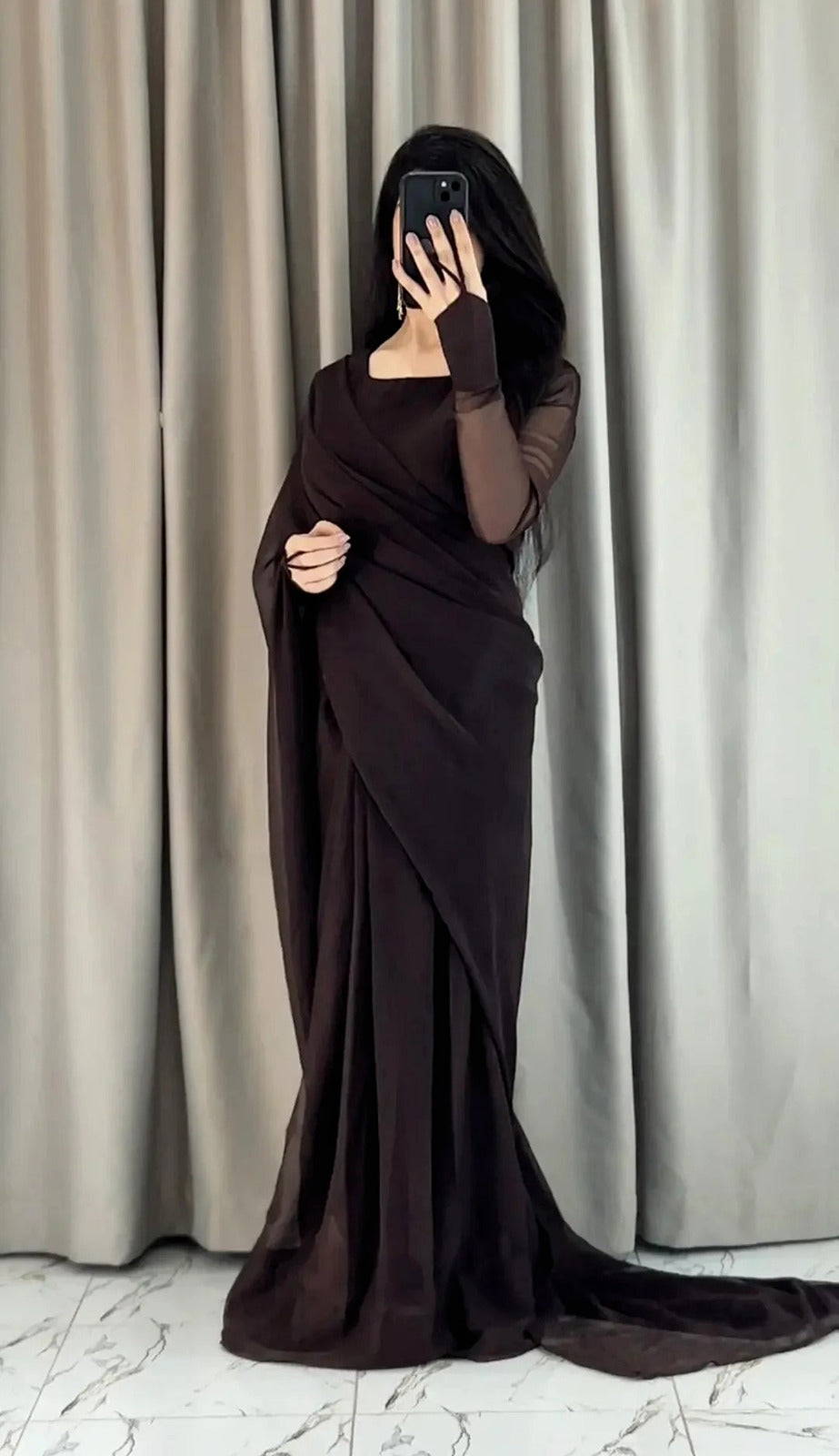 The Signature Solid Chiffon Saree