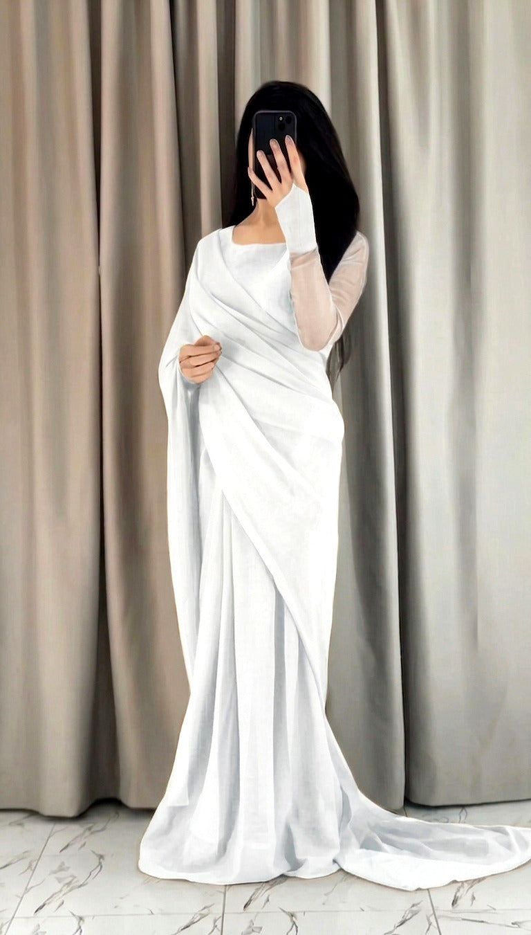 The Signature Solid Chiffon Saree