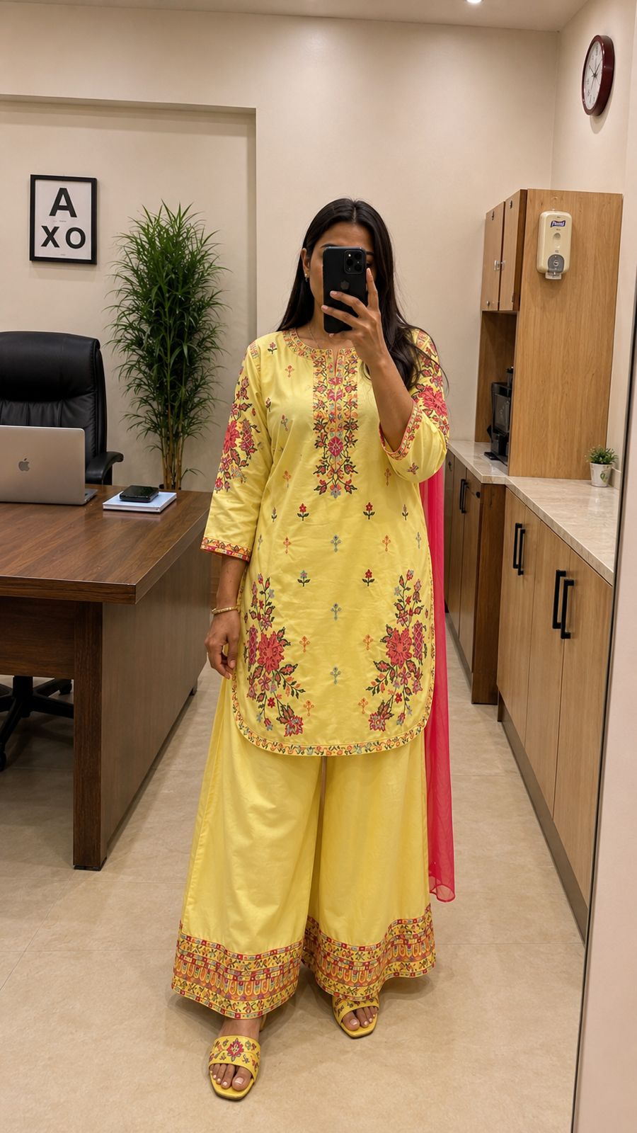 Sunshine Floral Cross-Stitch Embroidered Shirt and Farshi Shalwar