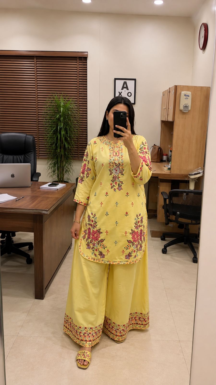 Sunshine Floral Cross-Stitch Embroidered Shirt and Farshi Shalwar