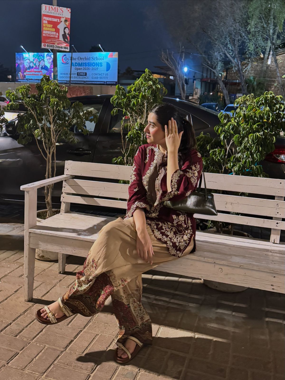 Plum Perfection: Embroidered Tunic & Statement Farshi Set