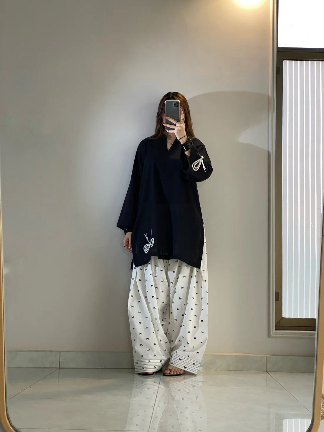 Bold in Black: Contemporary Ethnic Two-Piece Farshi Shalwar