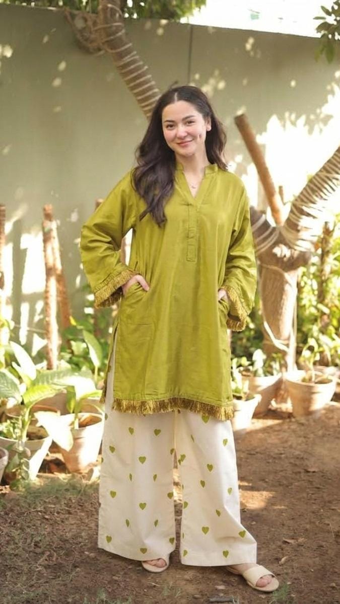 Serene Heart Co-ord Set – Effortless Kurta & Printed Wide-Leg Trousers