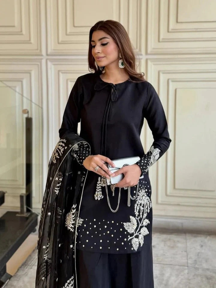 Most Trending Arrival – Luxury 3PC Embroidered Raw Silk Suit
