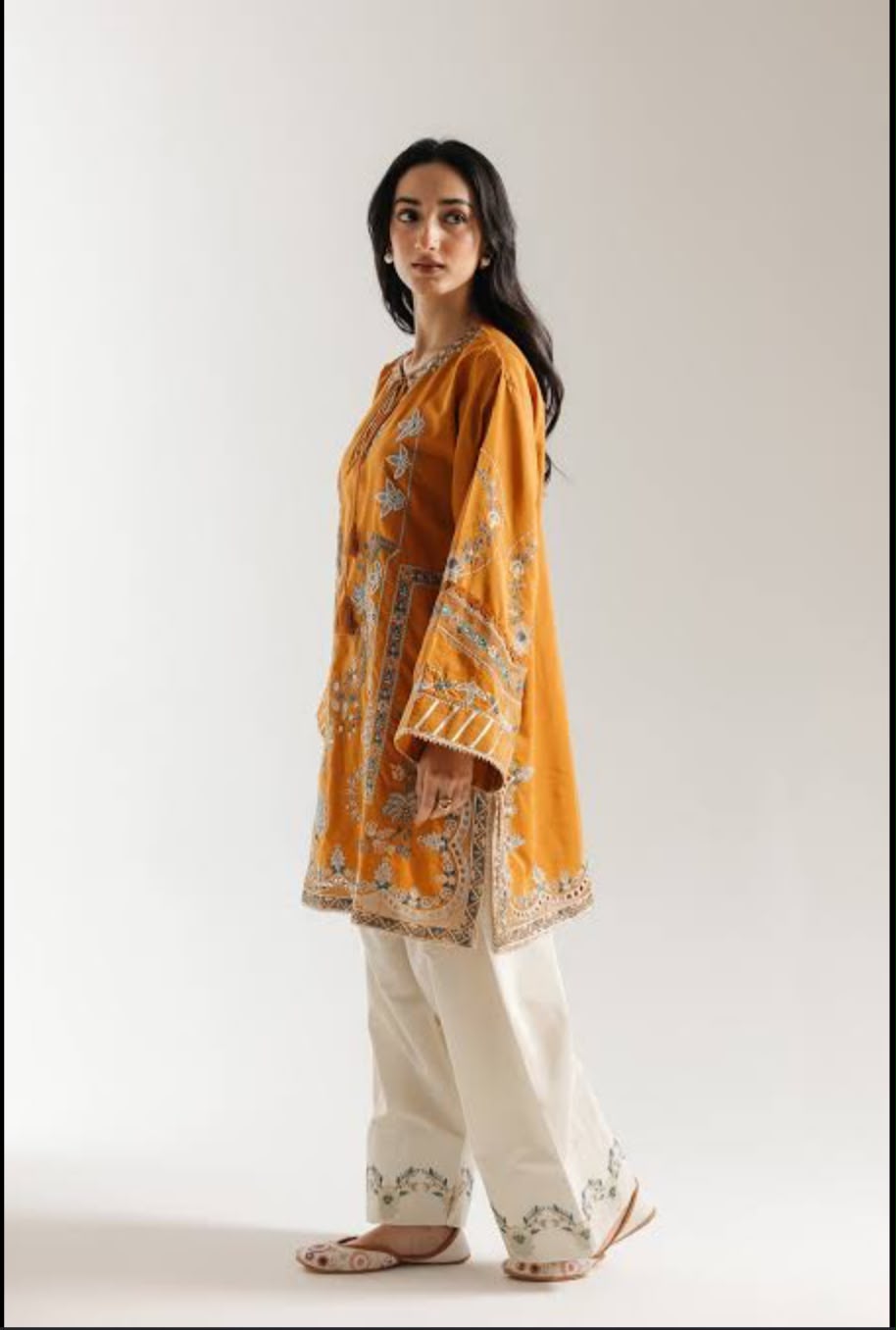 Ethnic Inspired Embroidered Kurta with Farshi Shalwar