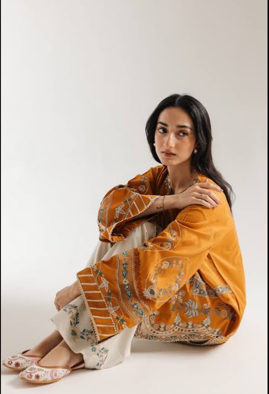 Ethnic Inspired Embroidered Kurta with Farshi Shalwar