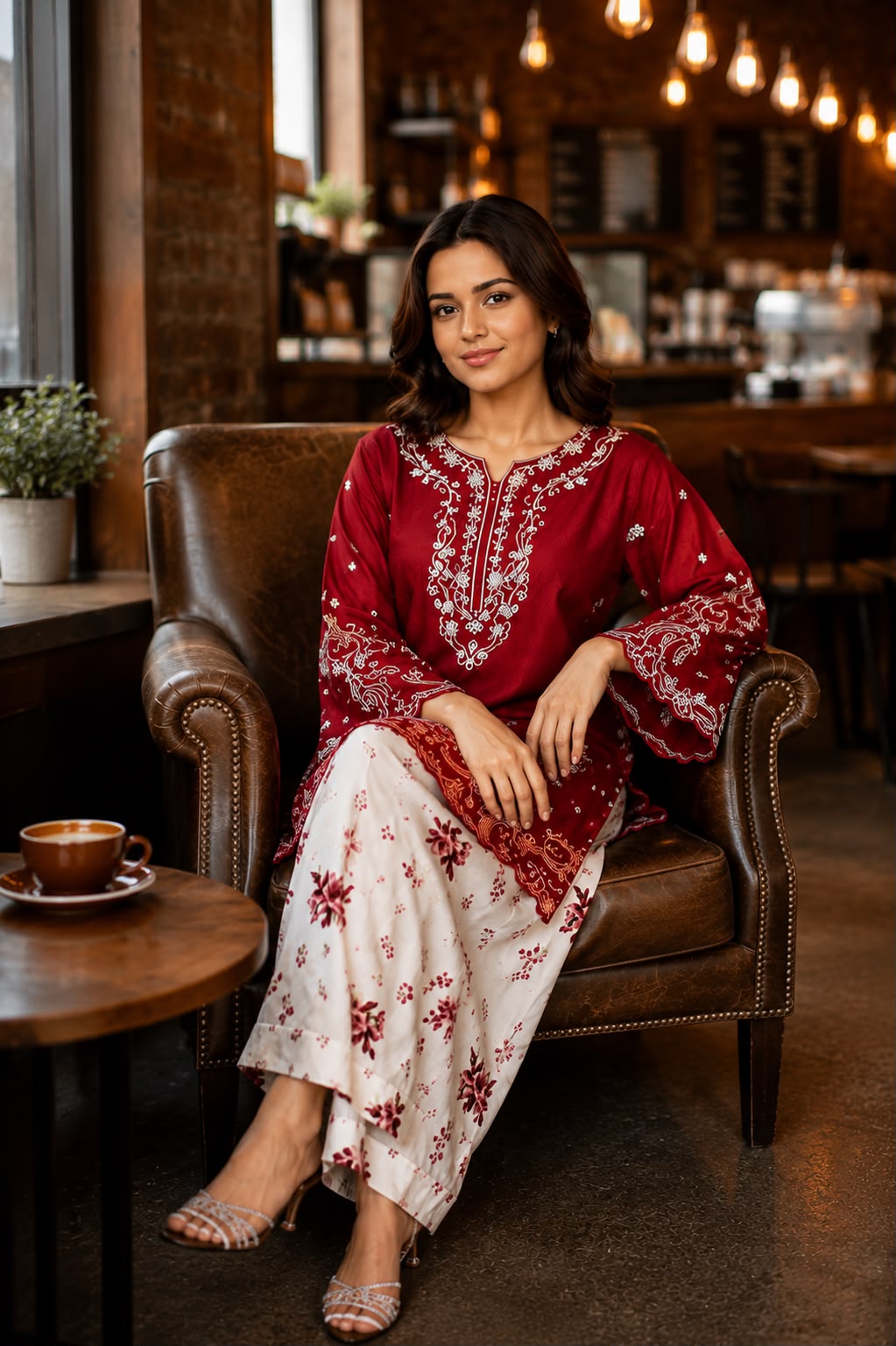 Midnight Blossom — Embroidered Cutwork Shirt & Farshi Shalwar Set