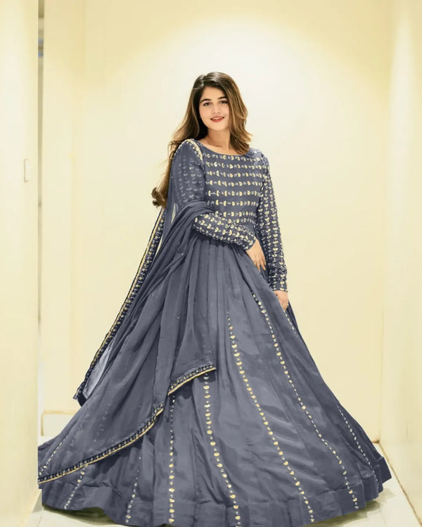 All over Front Kalli Embroidery Maxi With Emb Duppatta Trouser