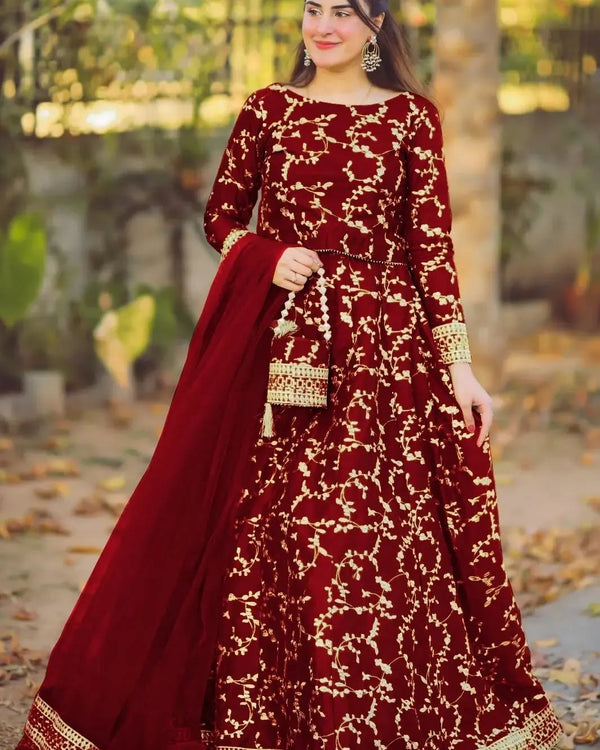 Lehanga Skirt with Dupatta and Potli Fully Embroidery