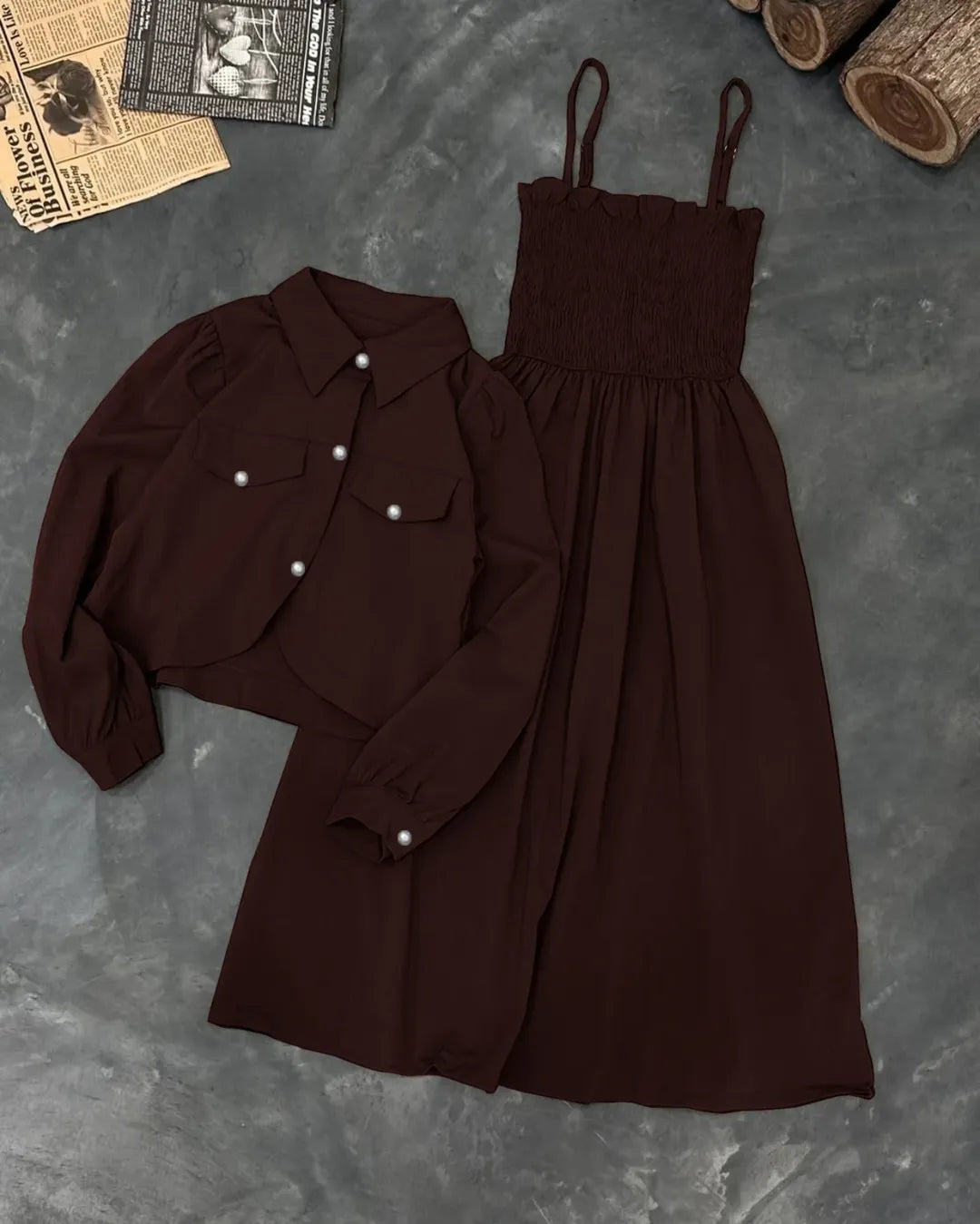 Kaaj Button Koti & Gazzer Romper Frock Set