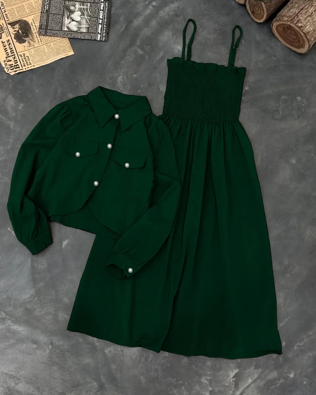 Kaaj Button Koti & Gazzer Romper Frock Set