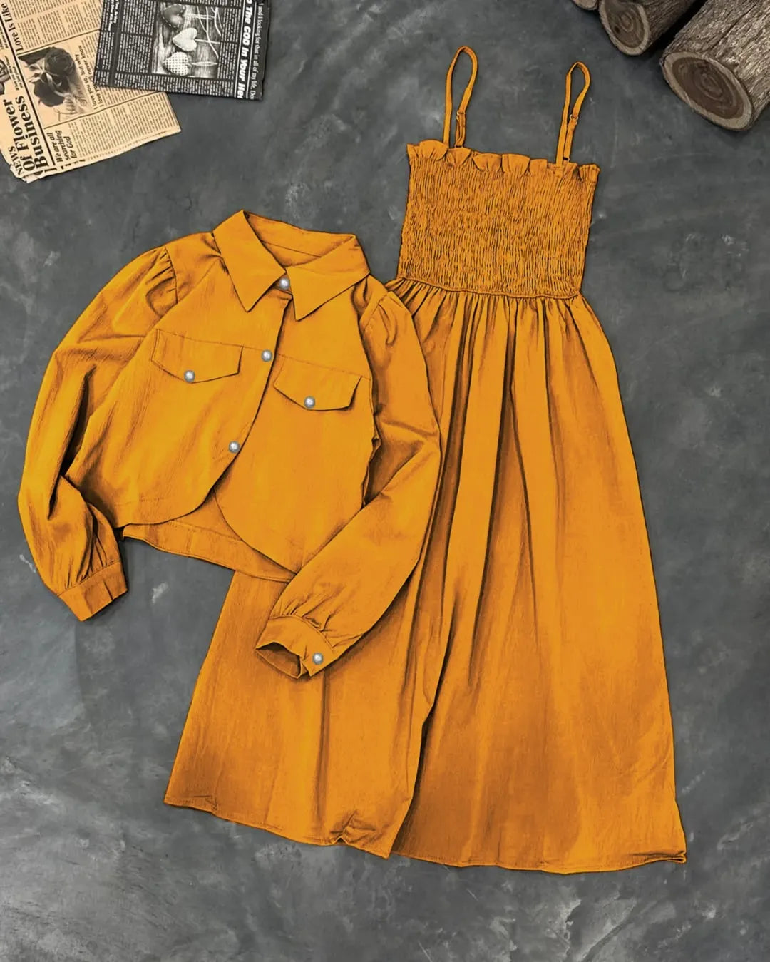 Kaaj Button Koti & Gazzer Romper Frock Set