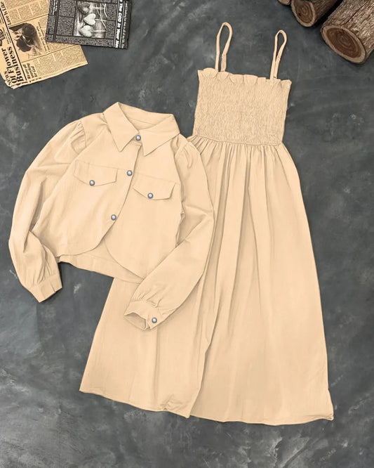 Kaaj Button Koti & Gazzer Romper Frock Set