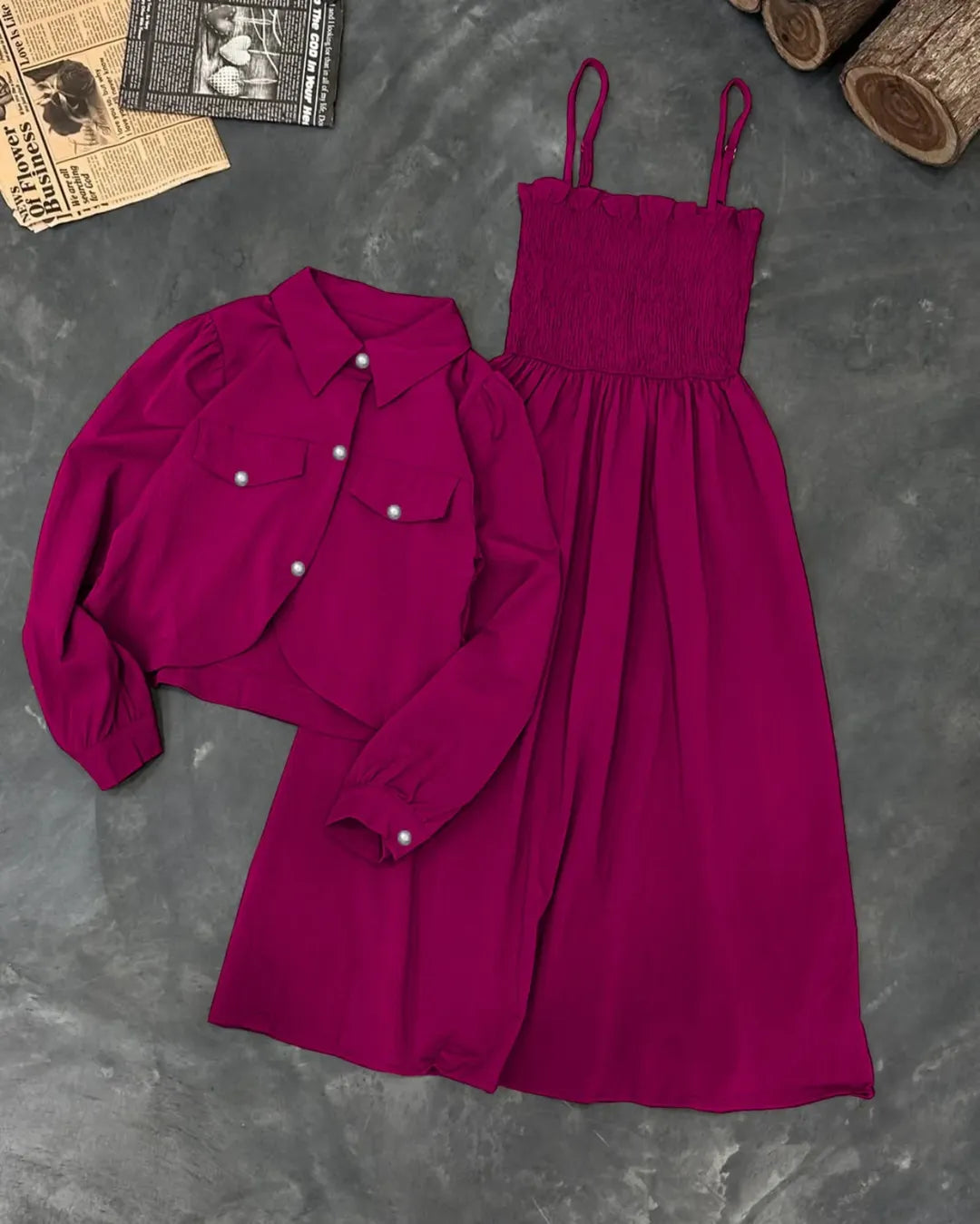 Kaaj Button Koti & Gazzer Romper Frock Set