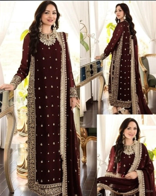 Three Piece Suit Heavy Embroidery Front and Back