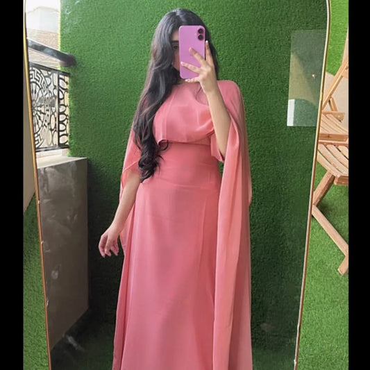 Stylish Chiffon Maxi with Cap Shawl Dupatta and Trouser
