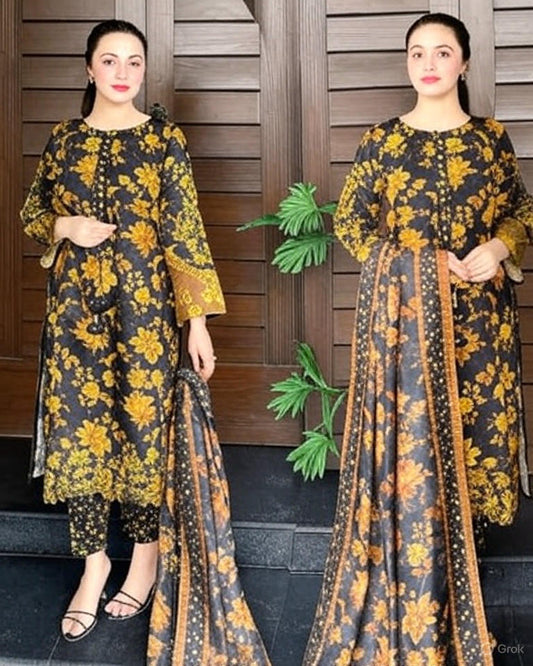 Swiss Lawn Printed Three Piece Suit