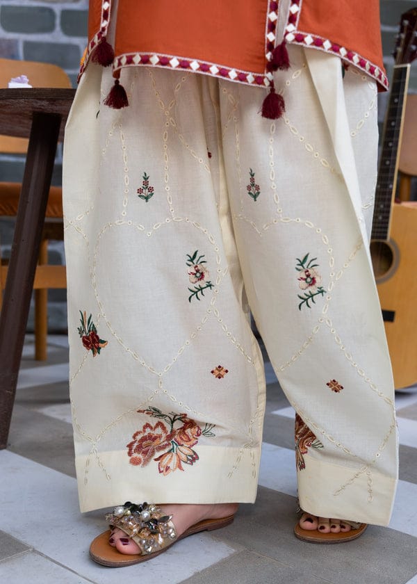 Amber Rust Embroidered Co-Ord Set with Floral Farshi Shalwar