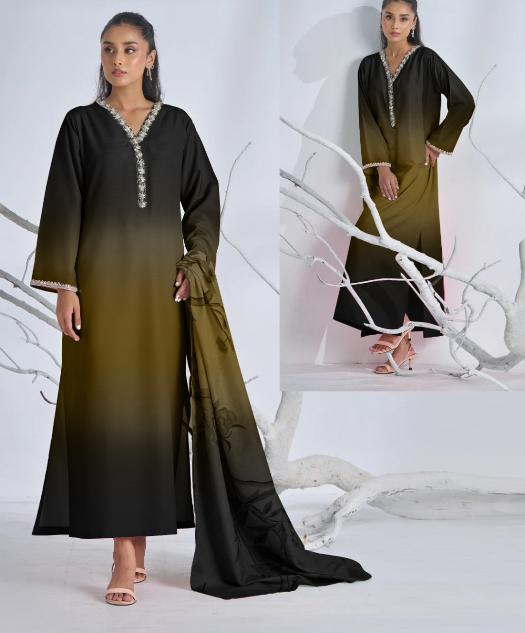 Long Shirt Three Piece Lawn Suit