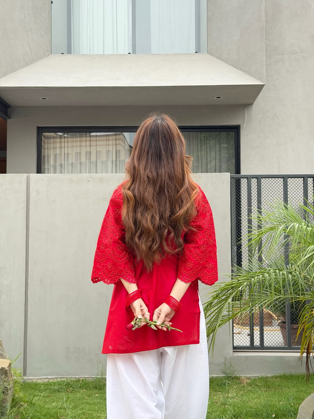 Luxury Chikankari Laser-Cut Eyelet Kurti Tunic with Farshi Shalwar - Summer Collection