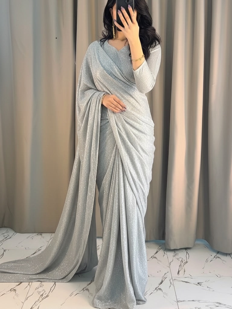 Aurora Shimmer Draped Saree – 5 Colors