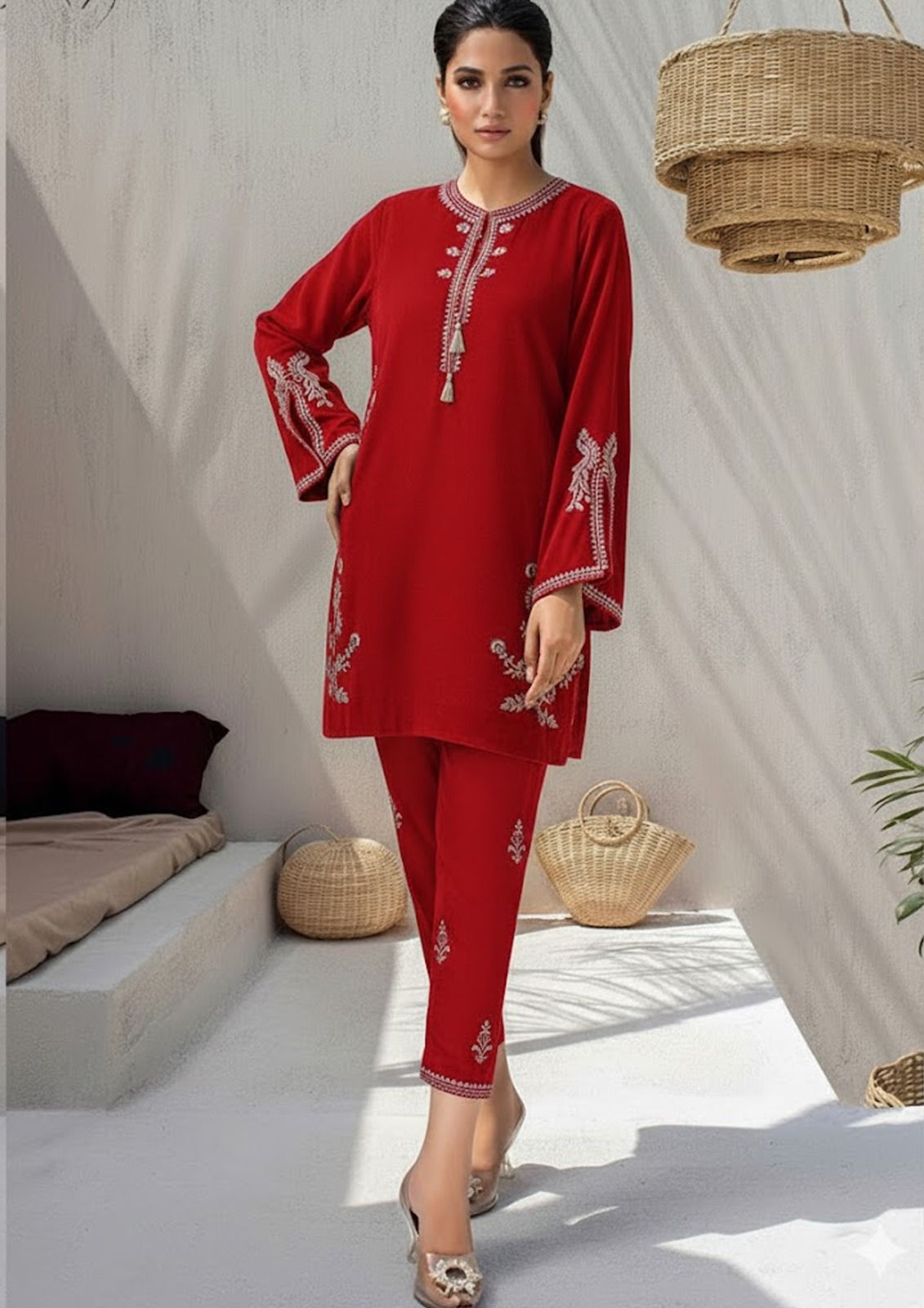Velvet Embroidered 2-Piece Pret Suit