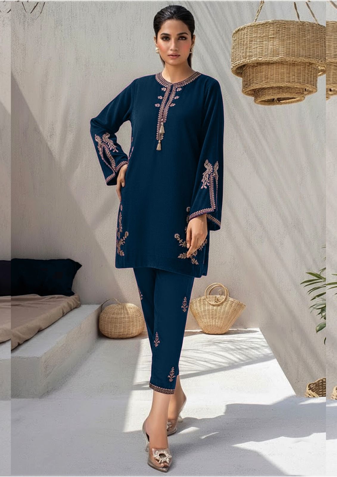 Velvet Embroidered 2-Piece Pret Suit