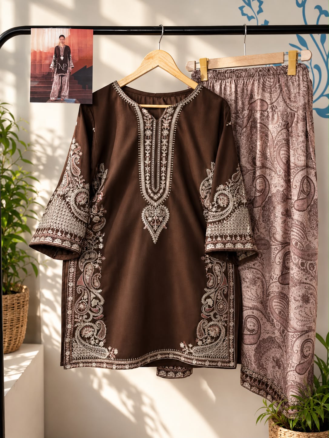 Noor - Embellished Shirt & Farshi Shalwar Set