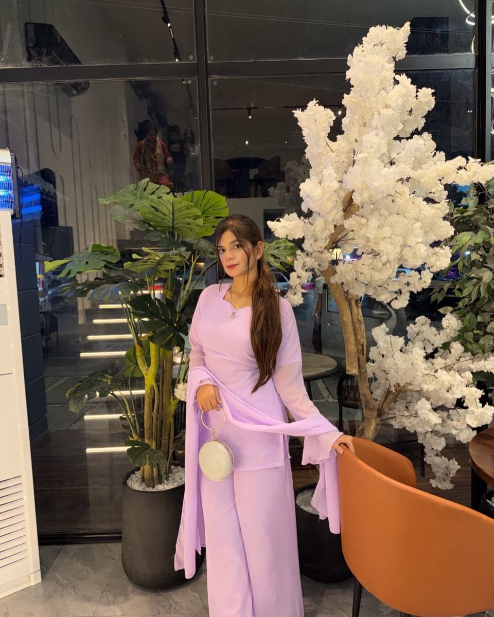 Elegant Chiffon Georgette 3-Piece with Ruffle Sleeves