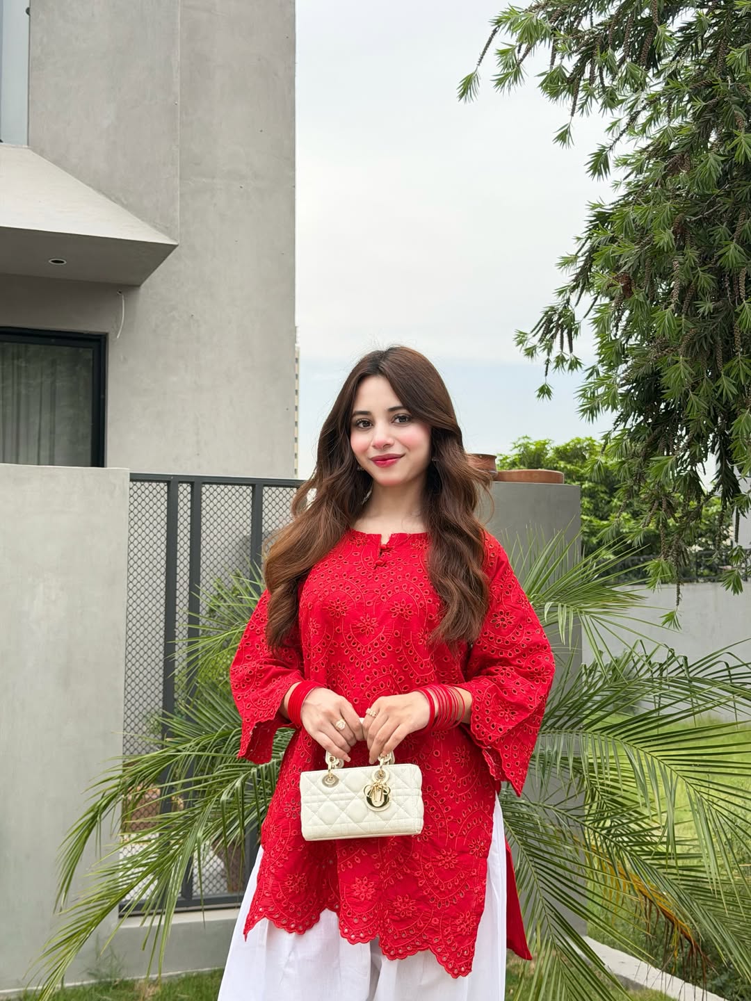 Luxury Chikankari Laser-Cut Eyelet Kurti Tunic with Farshi Shalwar - Summer Collection
