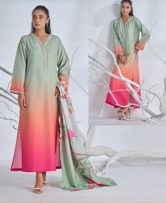 Long Shirt Three Piece Lawn Suit
