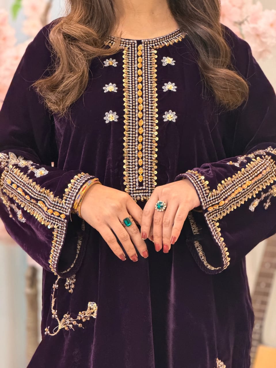 Velvet Embroidered 2-Piece Pret Suit