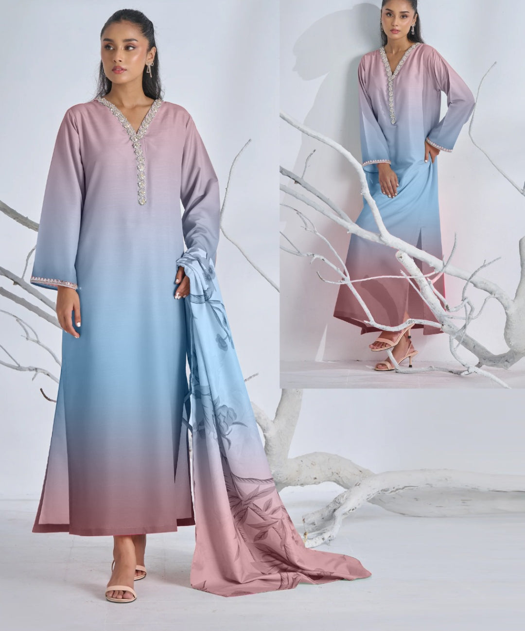 Long Shirt Three Piece Lawn Suit